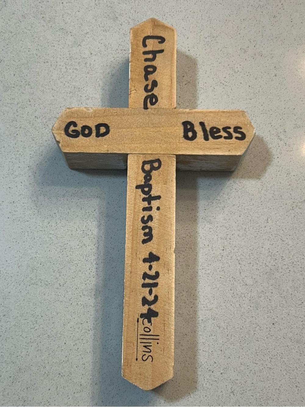 Collins Rustic Distressed Wooden Wall Cross - White & Natural - Picture 3 of 3